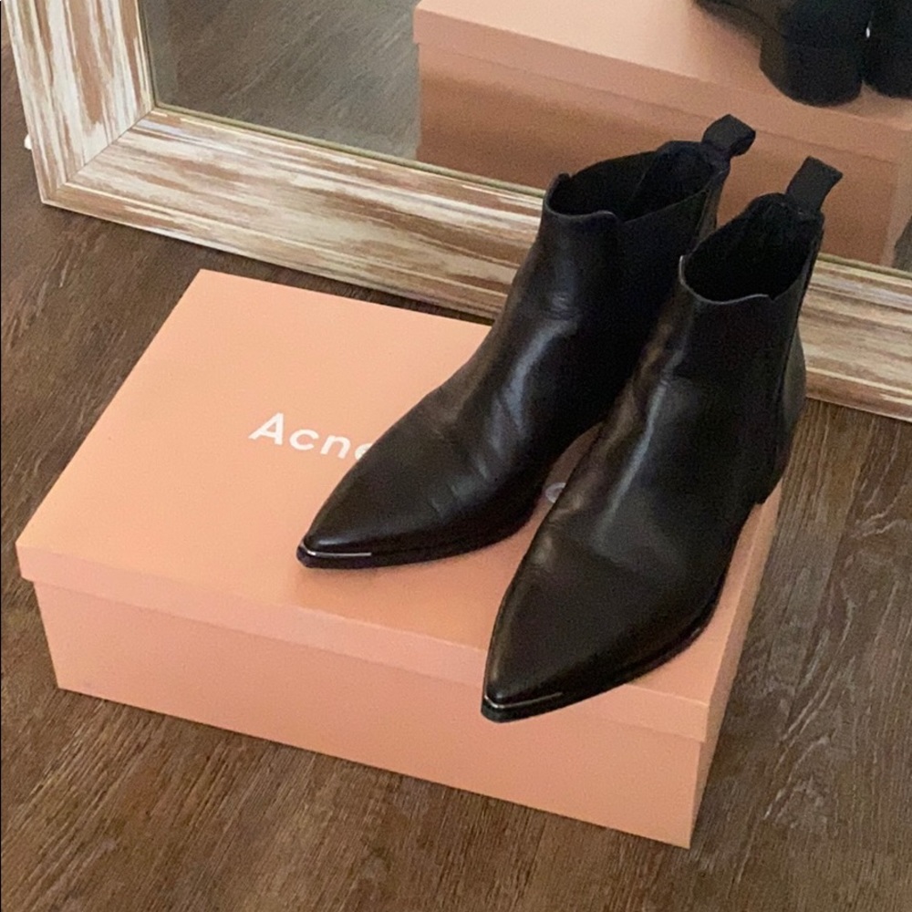 Acne Studios Jensen Black Leather Ankle Boots